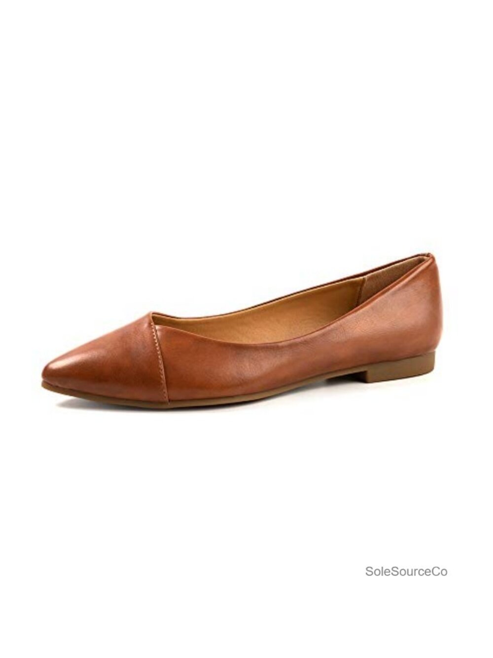 Faux Leather Women's Pointed Toe Slip-On Ballet Flats - Non-Slip TPR Sole
